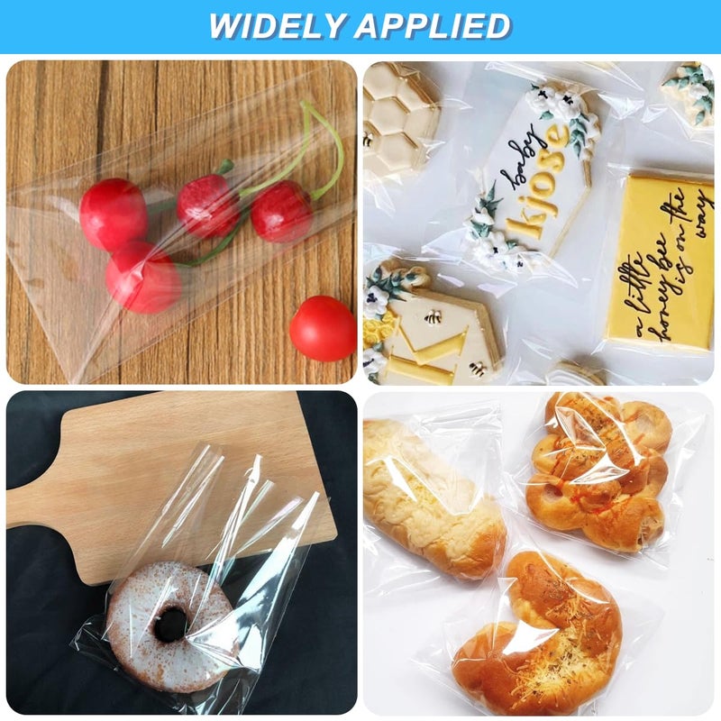 XINGZI 100 Pack 4 3/4in. X 6 1/2in Clear Resealable Cello/Cellophane Treat Bags Self Sealing Bags Food Safe for Cookie Candle Soap Candy Bakery Gift - Image 4